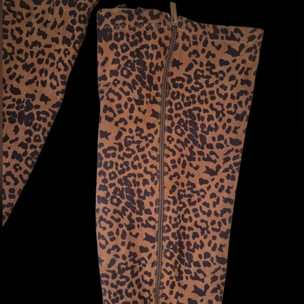 Leopard Print Knee-High Boots Plus Size 12 - Picture 3 of 4